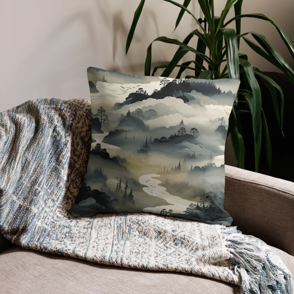 Whispers of the Misty Landscape | Pillow Case | 22″×22″