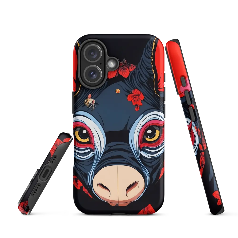 Mystical Bull with Floral Motifs | Phone Case |  16 | Tough Case | Matte