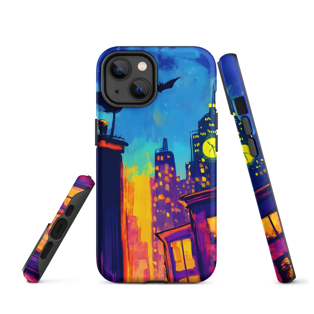 Midnight Clock over Neon Rooftops