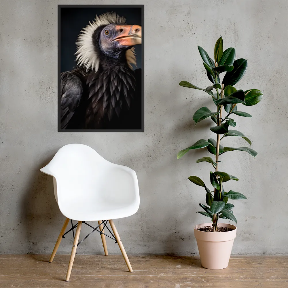 Majestic Vulture Portrait | Poster with Black Frame | 24″×36″