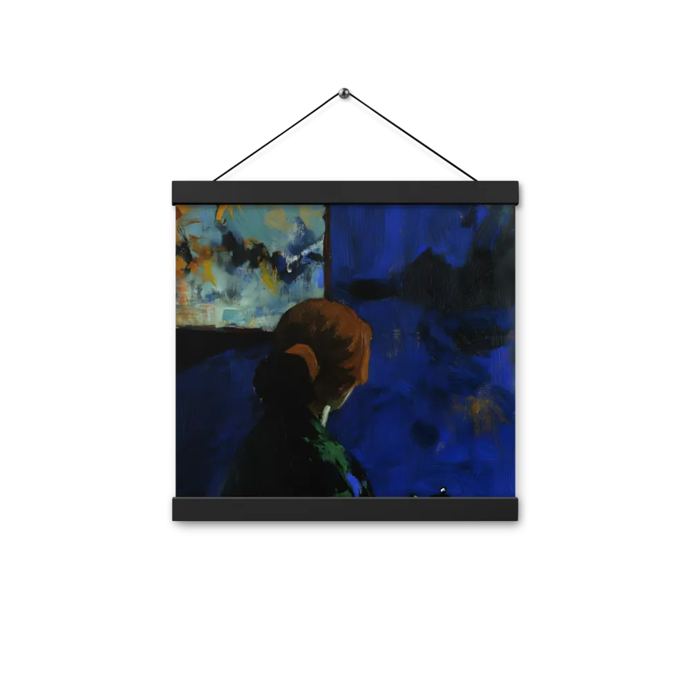 Contemplation Under the Night Sky | Poster With Black Wood Hanger | 12″×12″