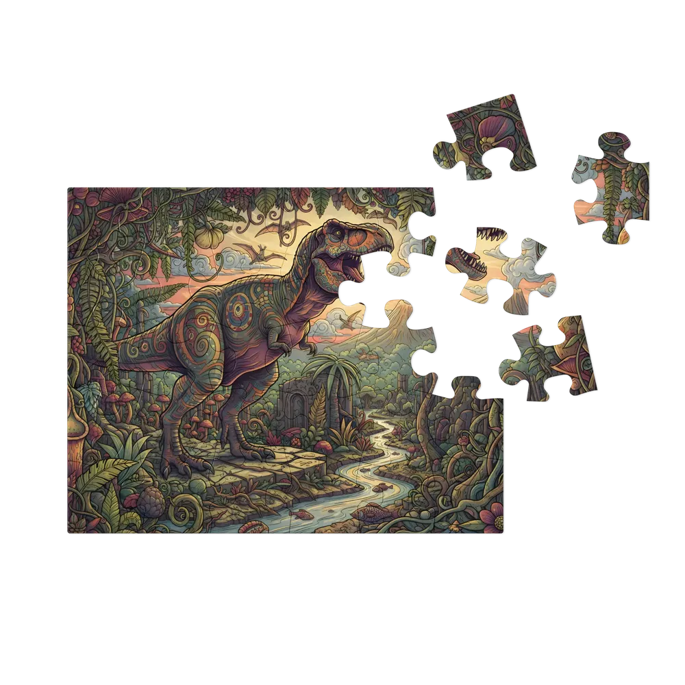Vinebound Tyrannosaurus 
 Jigsaw Puzzle in Tin Box