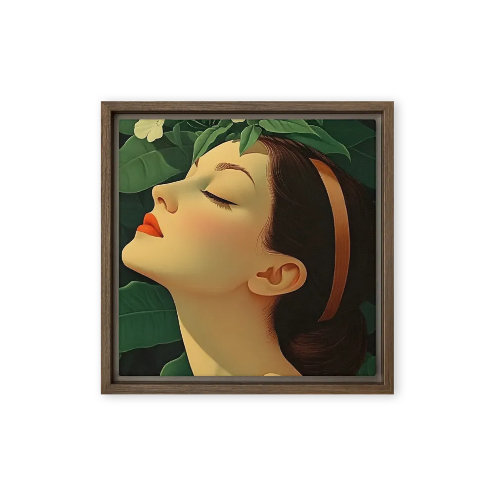 Serenity in Bloom | Canvas with Brown Frame | 12″×12″