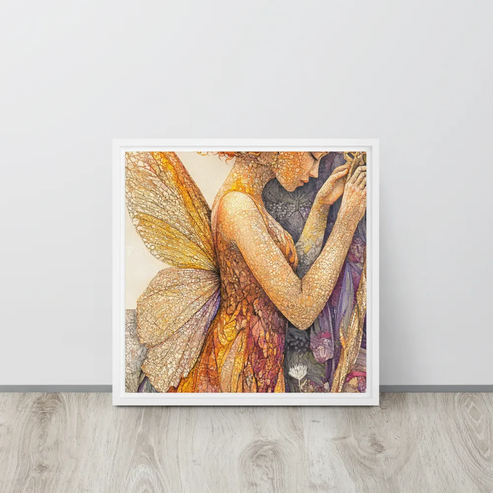 Whispers of the Frosted Meadow | Canvas with White Frame | 16″×16″