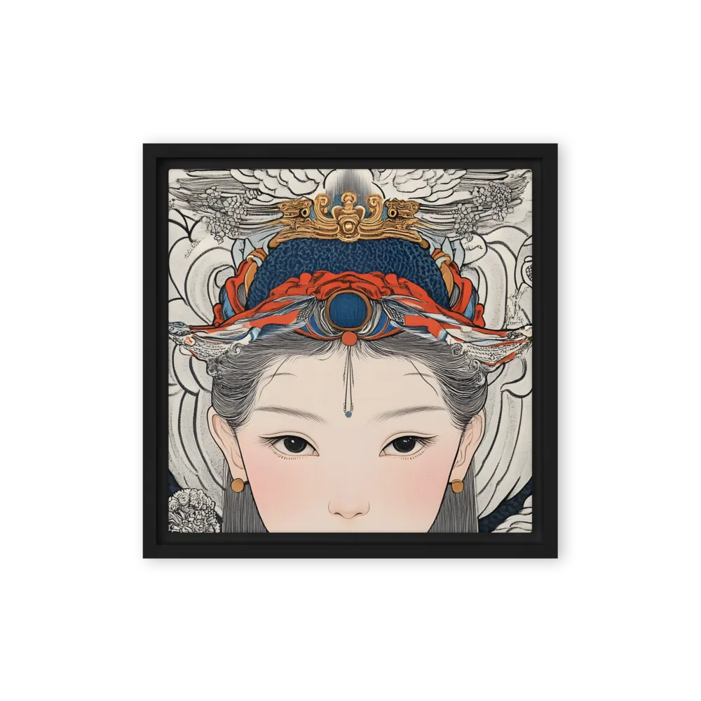 Serenity in Myth: A Traditional Portrait | Canvas with Black Frame | 12″×12″