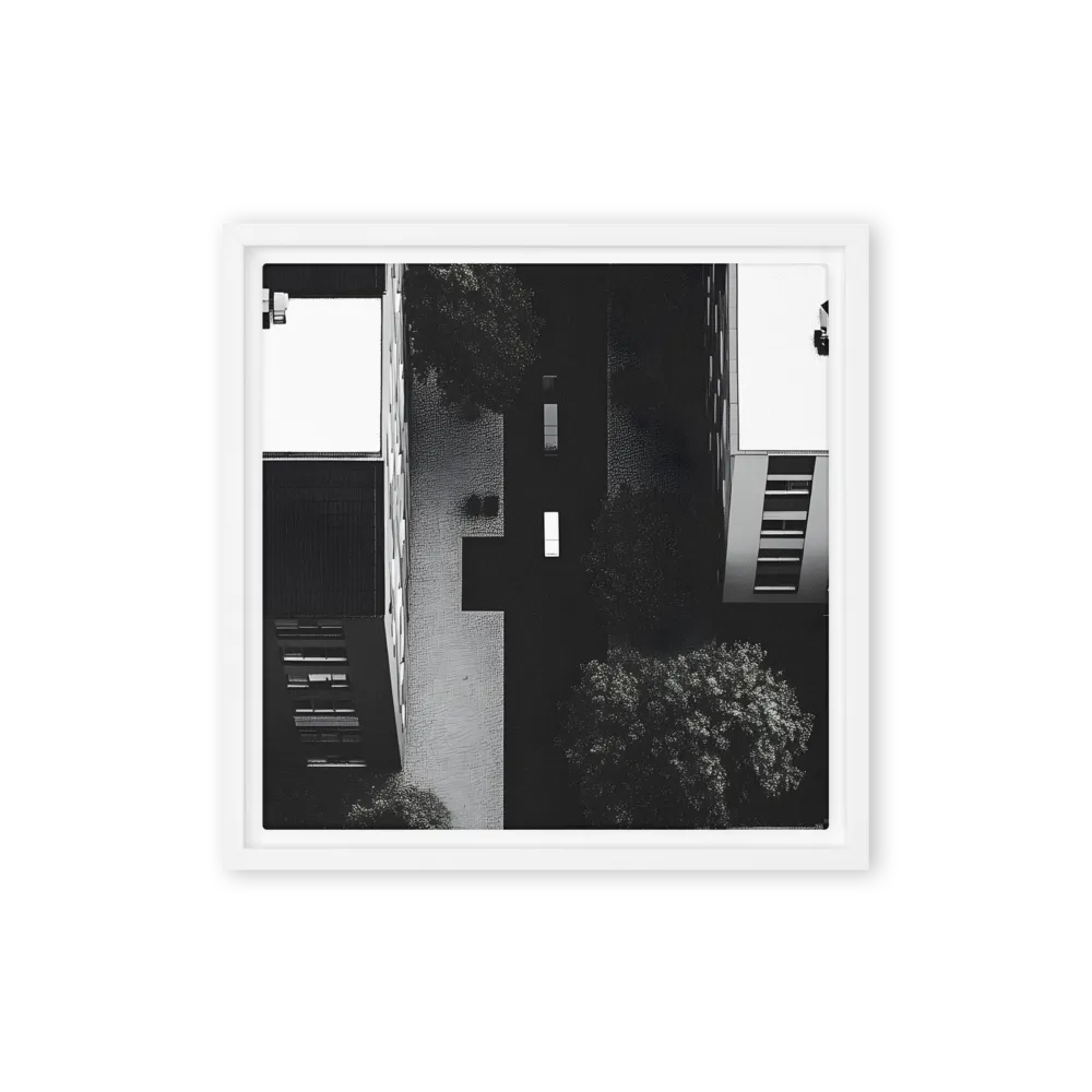 Urban Serenity from Above | Canvas with White Frame | 12″×12″