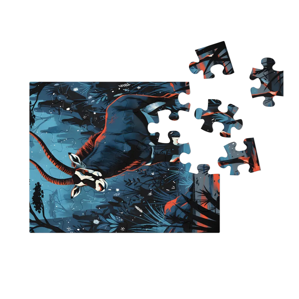 Moonlit Oryx 
 Jigsaw Puzzle in Tin Box