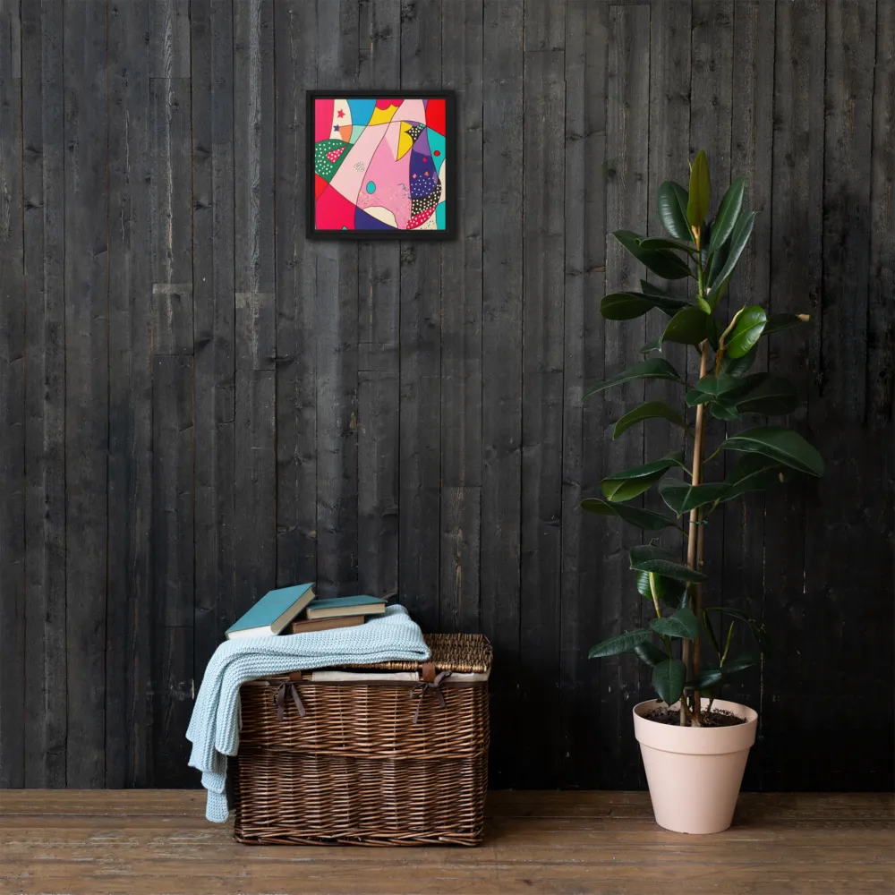 Playful Geometry in Color | Canvas with Black Frame | 12″×12″