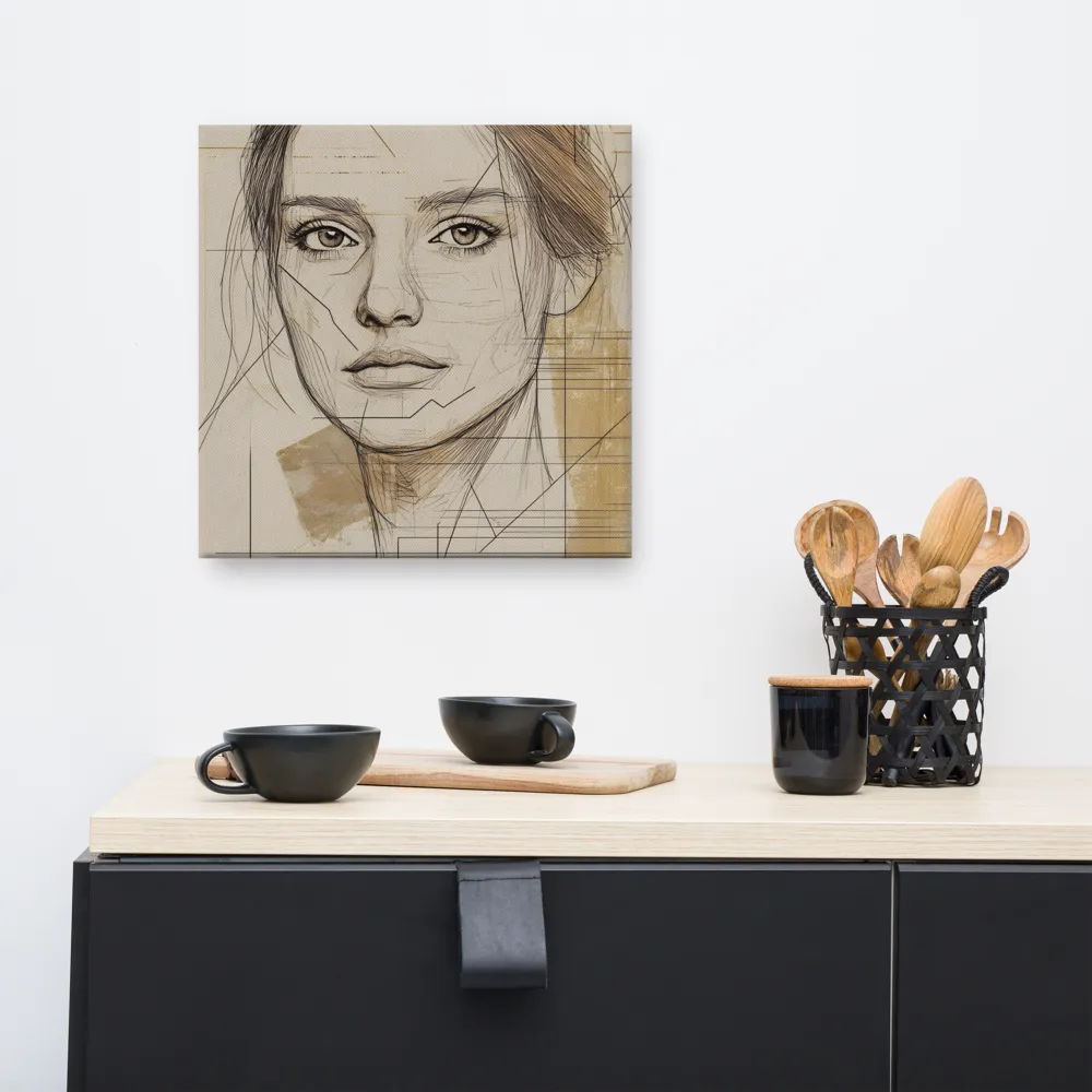 Geometric Elegance: A Modern Portrait | Canvas | 16″×16″