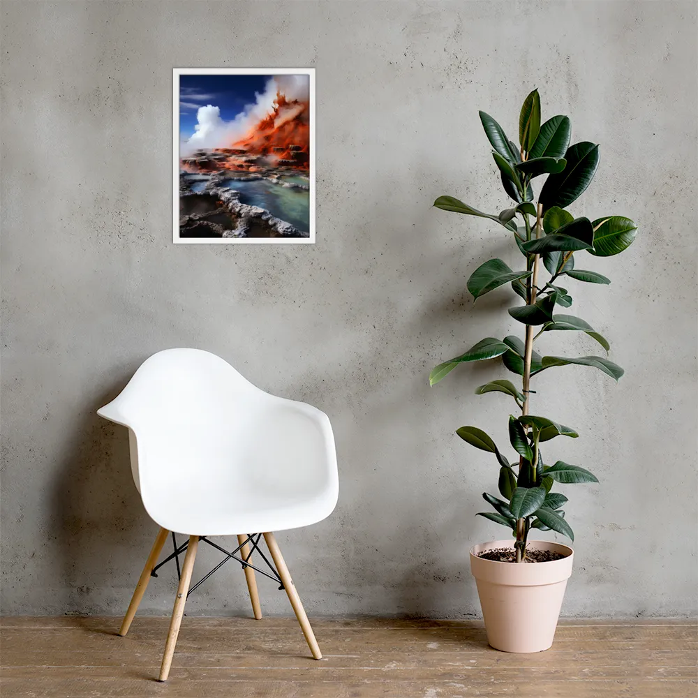 Nature's Fury: The Volcano's Expression | Poster with White Frame | 16″×20″