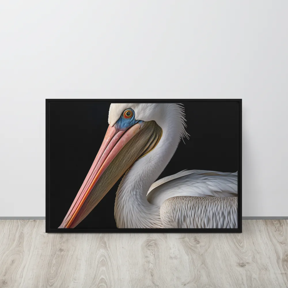 Elegance in White: The Pelican | Canvas with Black Frame | 20″×30″
