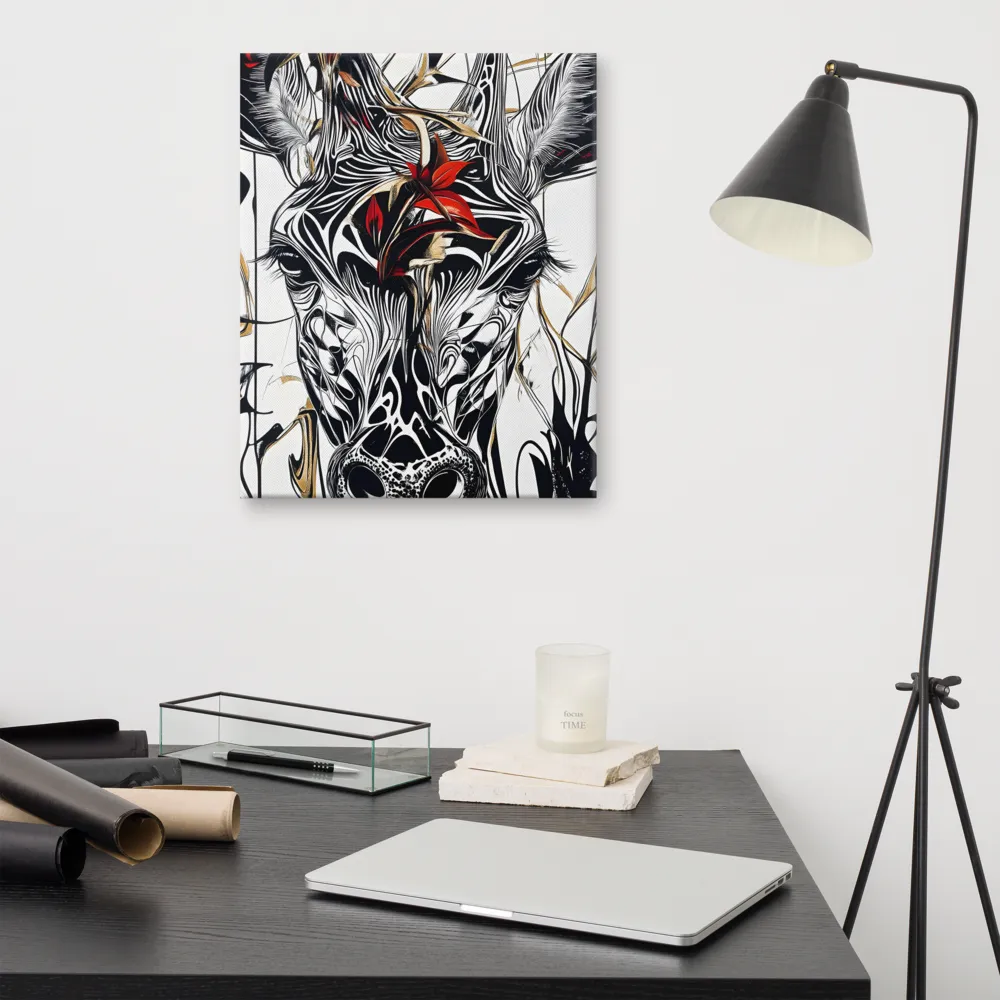 Floral Elegance: The Giraffe's Portrait | Canvas | 16″×20″