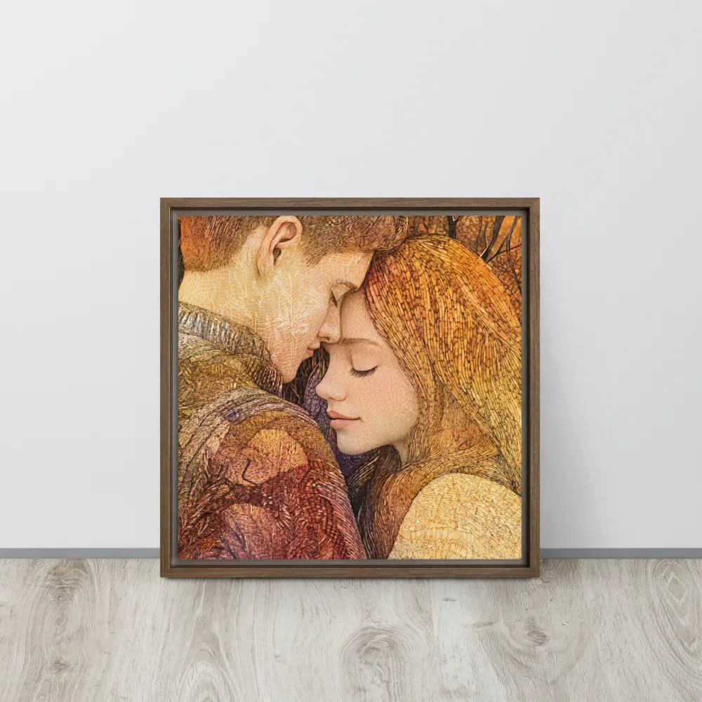 Embrace of Autumn | Canvas with Brown Frame | 16″×16″
