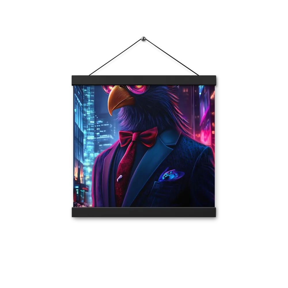 The Dapper Avian | Poster With Black Wood Hanger | 12″×12″