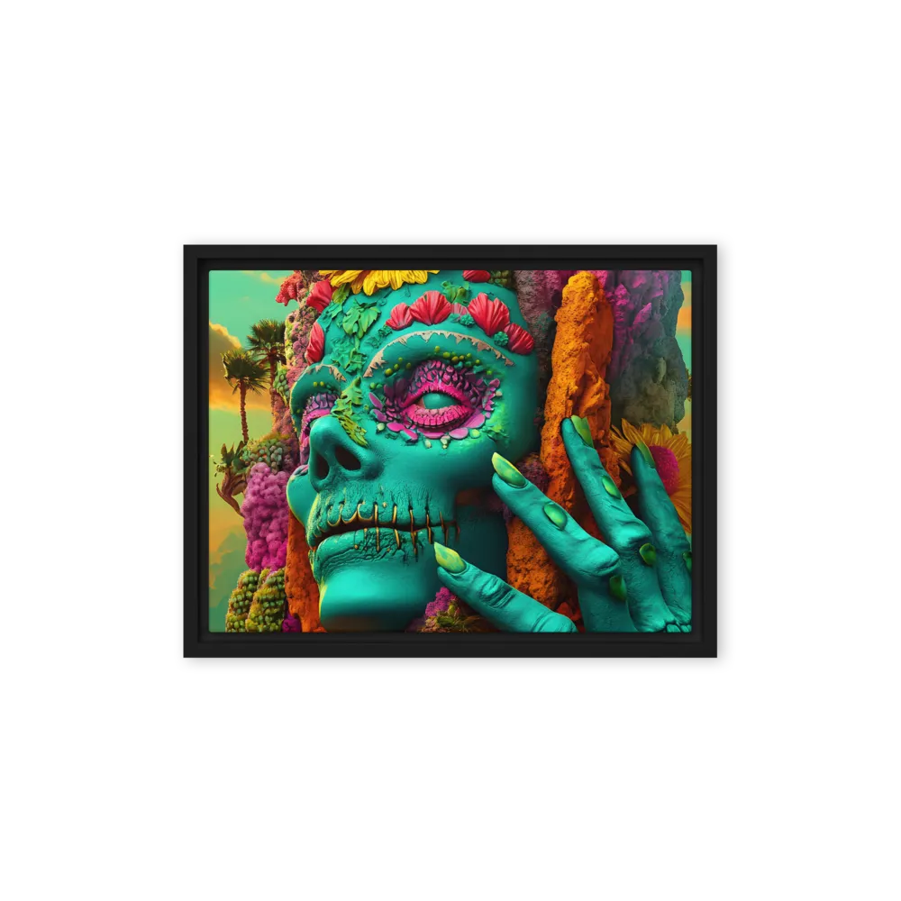 Ethereal Skull Garden | Canvas with Black Frame | 12″×16″