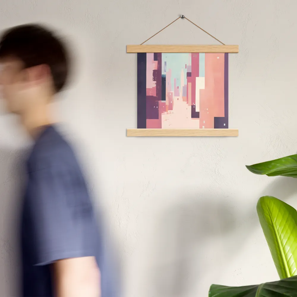 Tranquil Cityscape | Poster With Oak Wood Hanger | 10″×10″