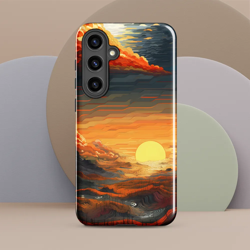 Ethereal Sunset: A Serene Landscape in Flowing Forms