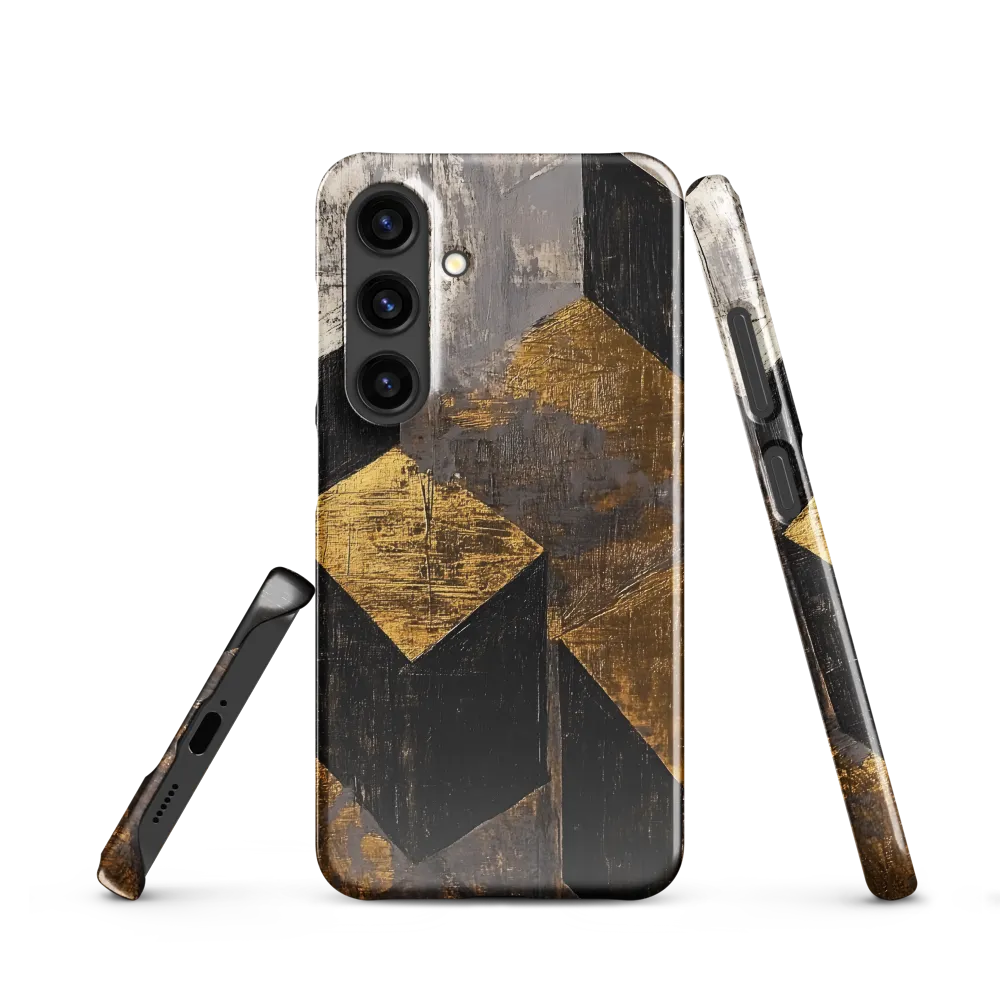 Geometric Harmony in Gold and Black | Phone Case |  S24 | Snap Case | Glossy
