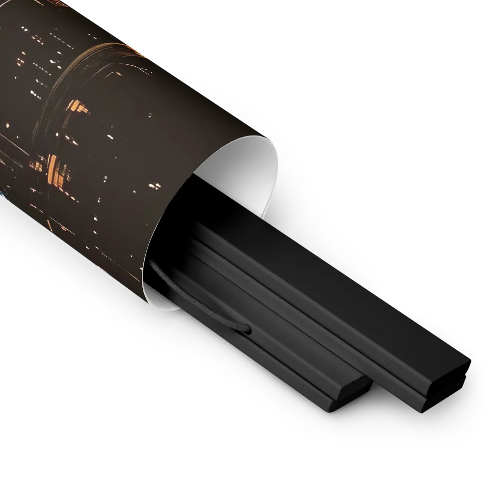Metro Nexus: A Futuristic Cityscape | Poster With Black Wood Hanger | 14″×14″