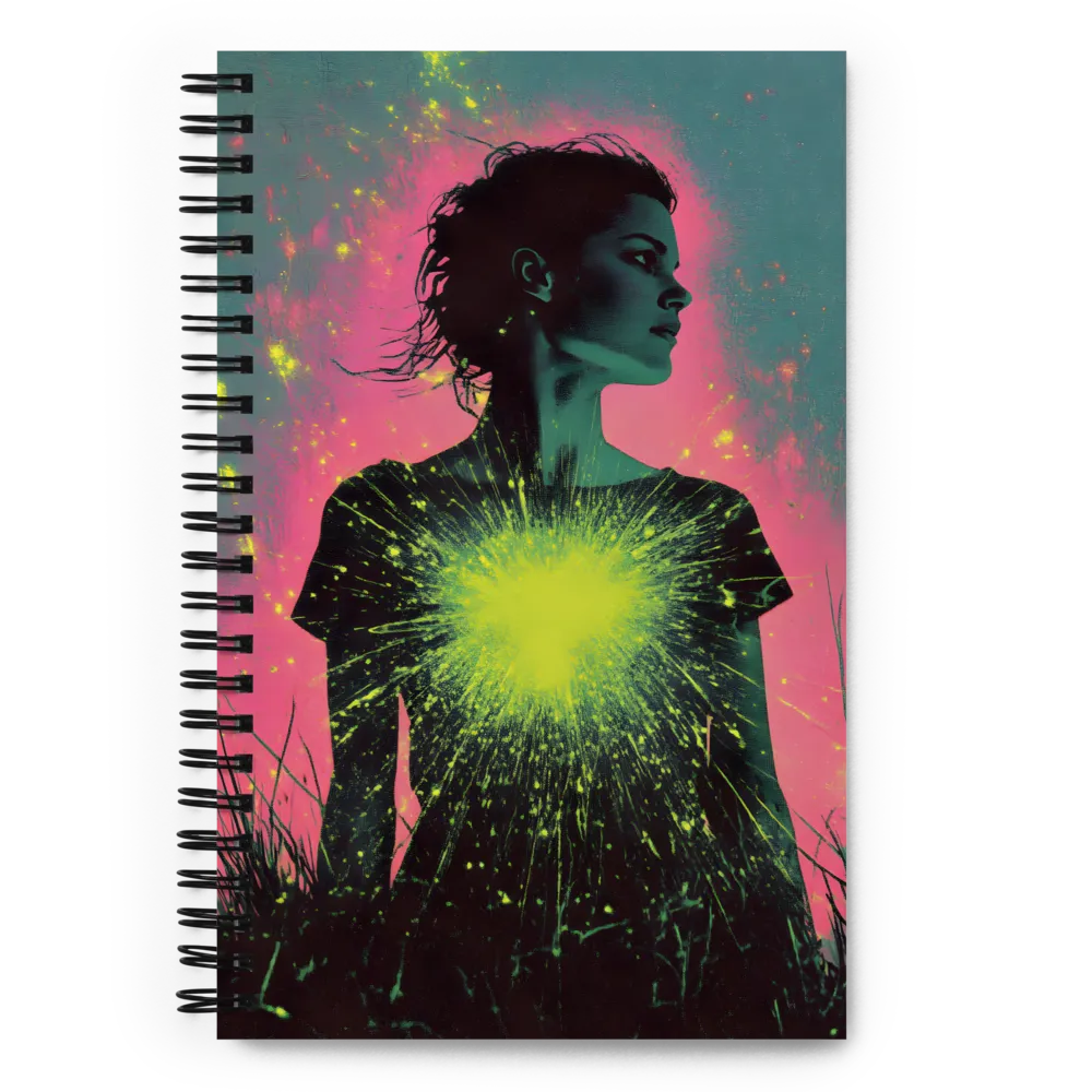 Cosmic Heart: A Surreal Portrait of Strength | Spiral Notebook