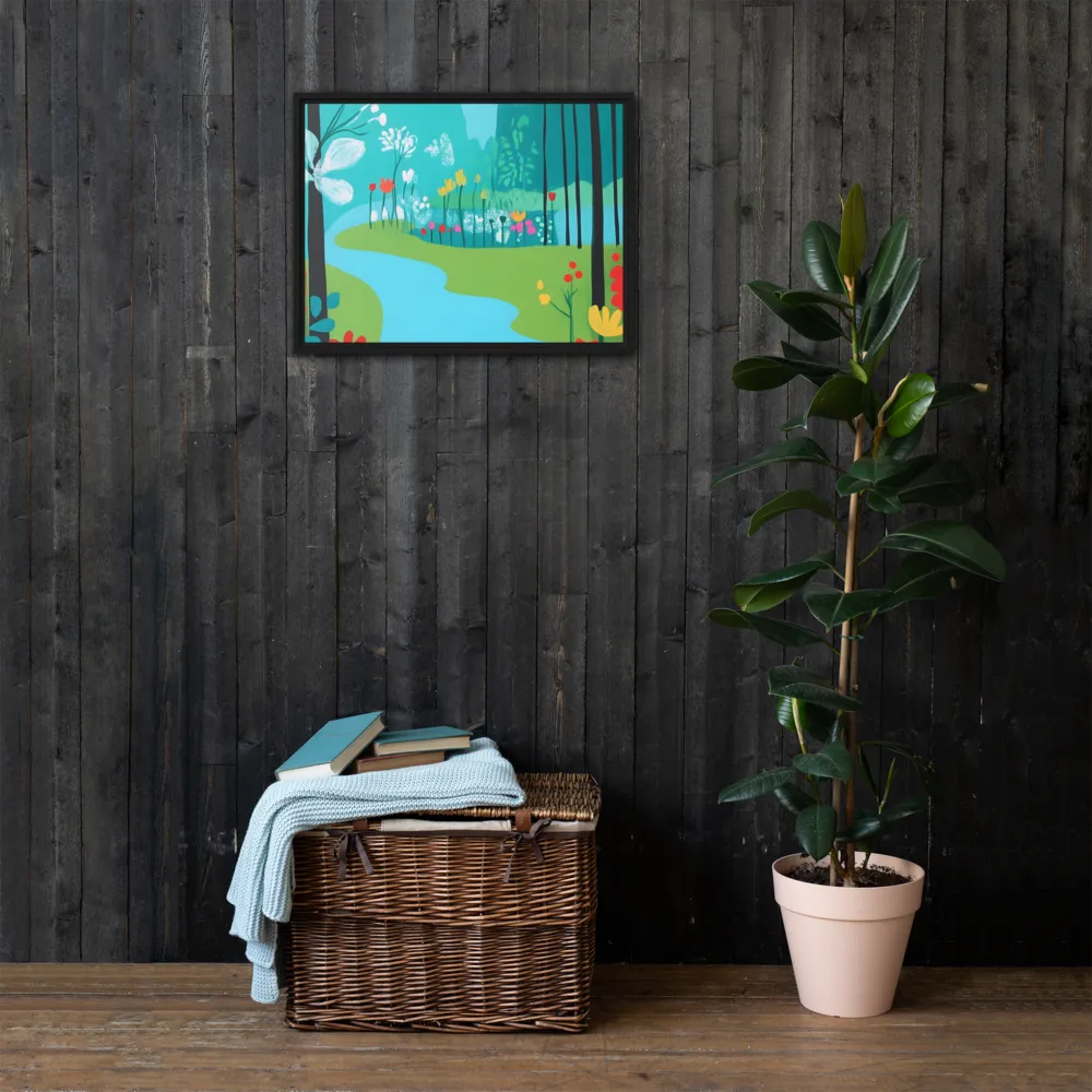 Whispers of Spring: A Colorful Retreat | Canvas with Black Frame | 18″×24″