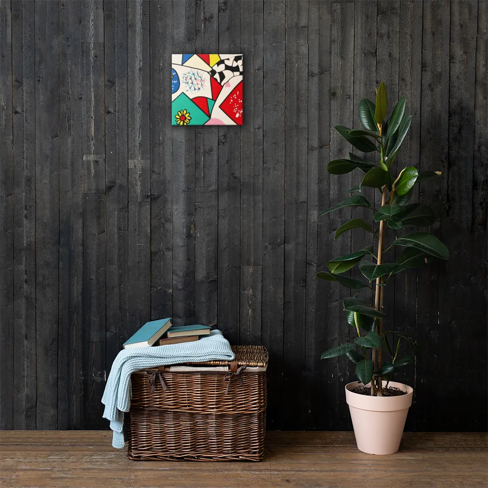 Joyful Geometry: A Playful Dance of Shapes and Colors | Canvas | 12″×12″