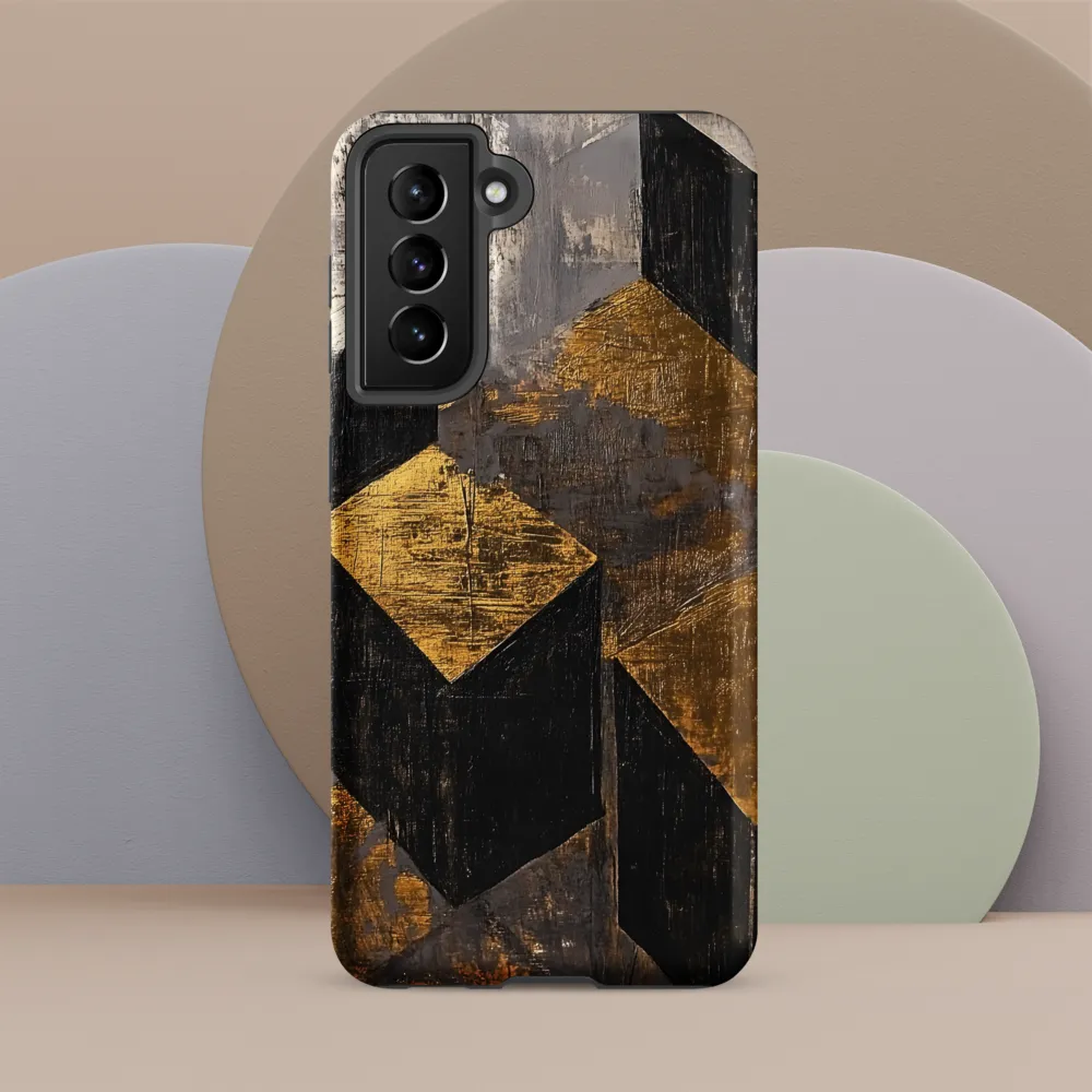 Geometric Harmony in Gold and Black | Phone Case |  S21 FE | Tough Case | Matte