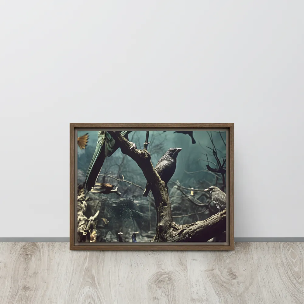 Whispers of the Avian Realm | Canvas with Brown Frame | 12″×16″