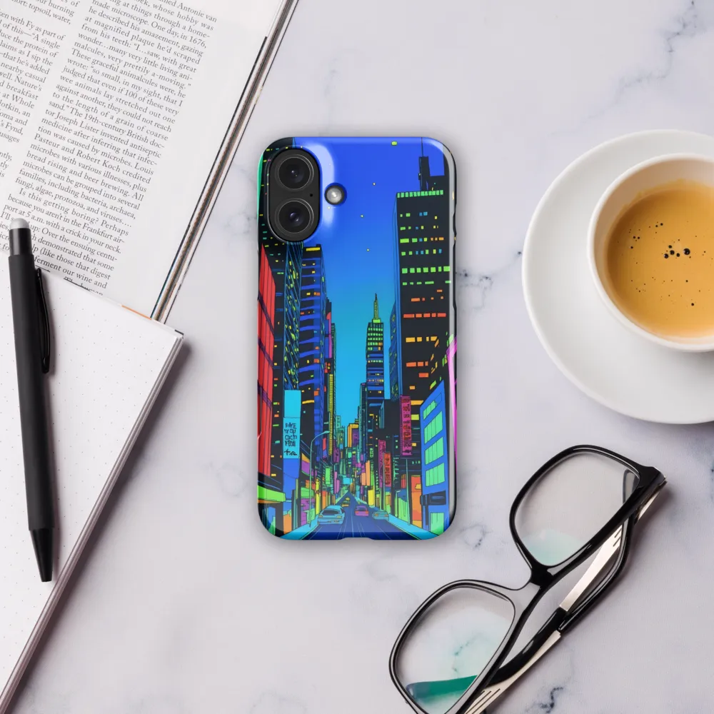Neon Dreamscape: A Futuristic City at Dusk | Phone Case |  16 Plus | Snap Case | Glossy