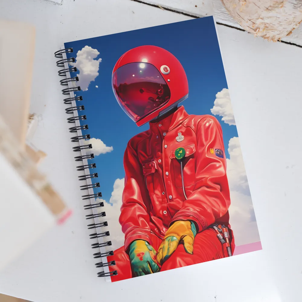 Astronaut in Crimson | Spiral Notebook