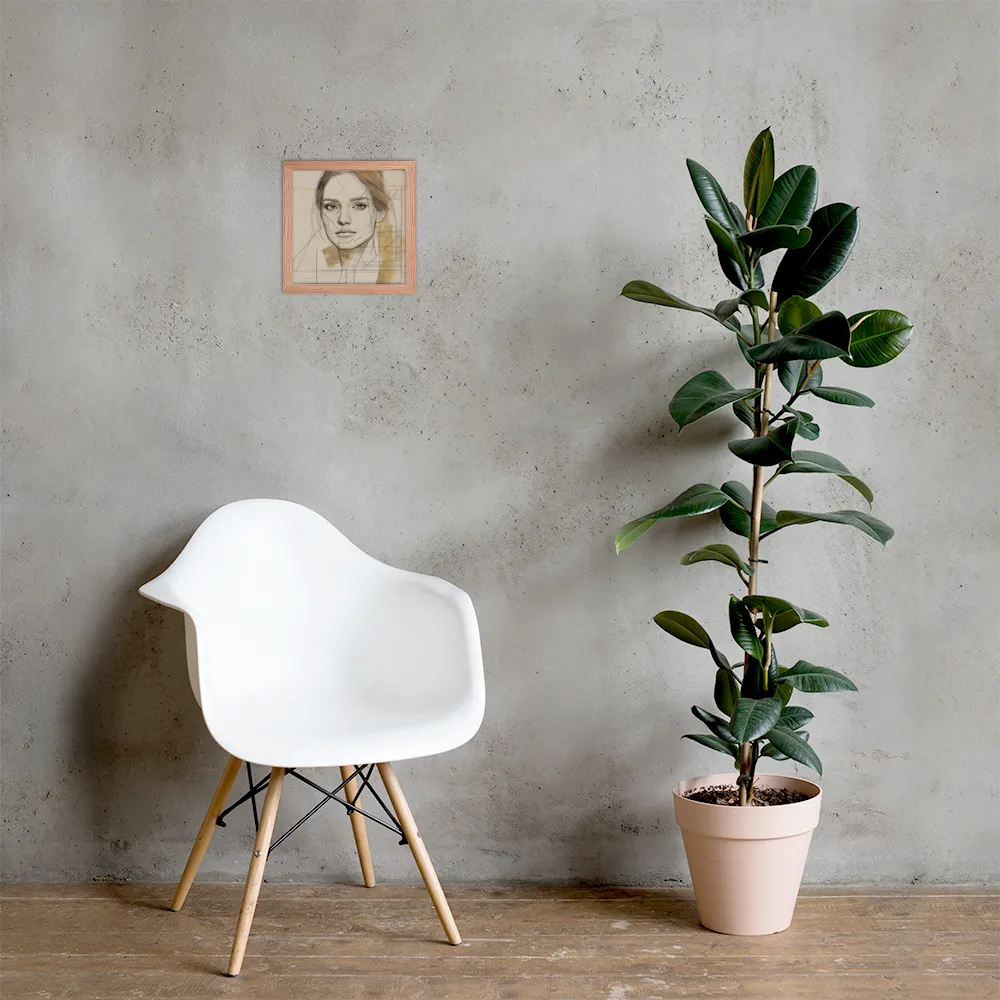 Geometric Elegance: A Modern Portrait | Poster with Red oak Frame | 10″×10″