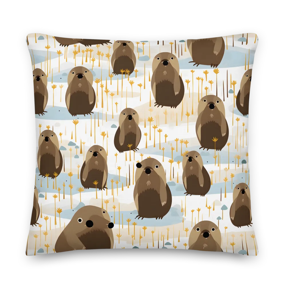 Whimsical Waters: A Celebration of Otters and Seals | Pillow | 22″×22″