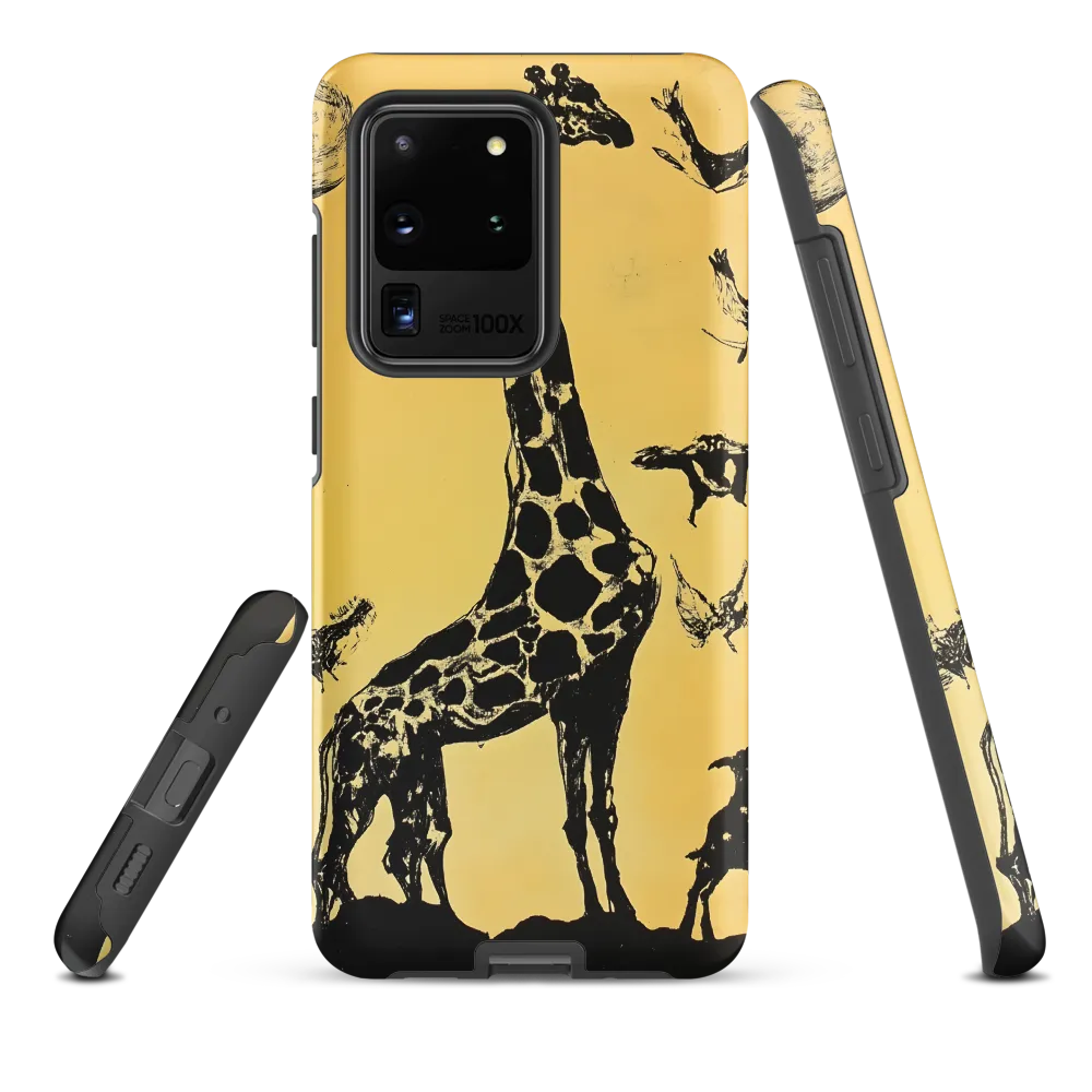 Whimsical Harmony of Giraffe and Birds