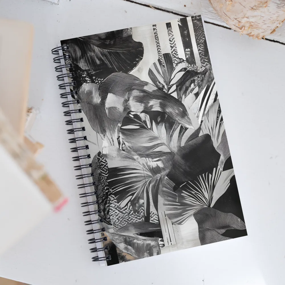 Monochrome Serenity in Tropical Foliage | Spiral Notebook