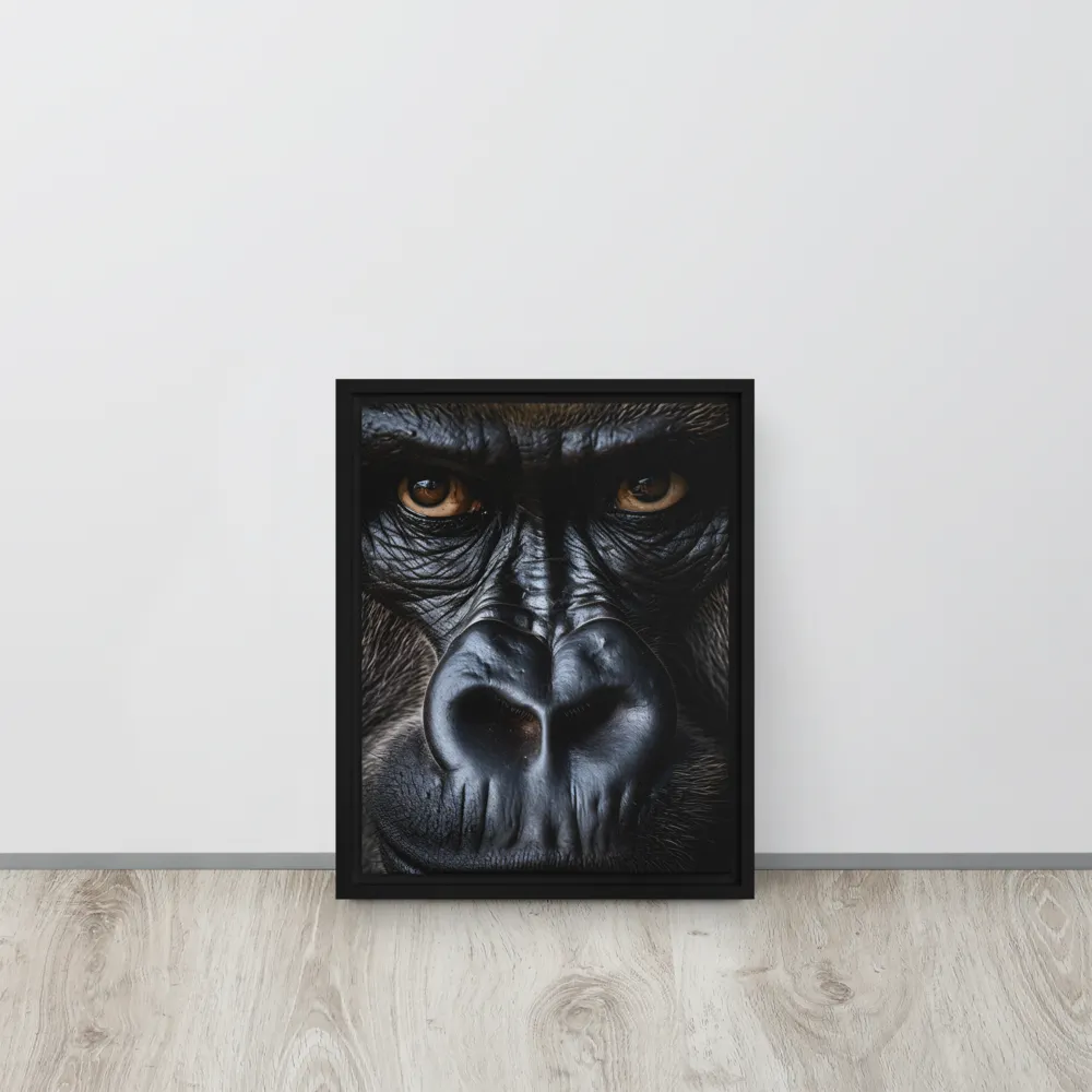 Gaze of the Wild: A Gorilla's Portrait | Canvas with Black Frame | 11″×14″
