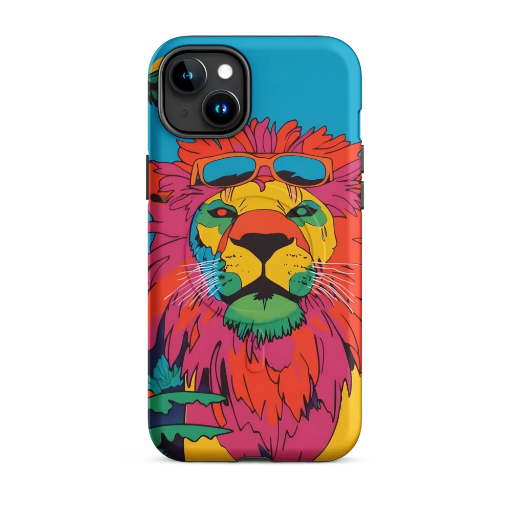 Lion with Sunglasses: A Vibrant Tropical Portrait