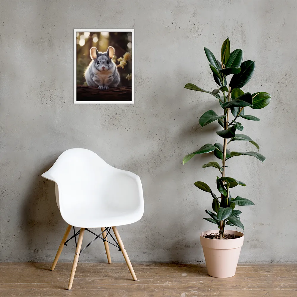 Curious Chinchilla in the Forest | Poster with White Frame | 16″×20″