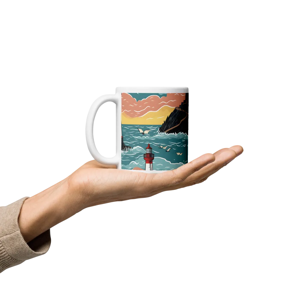 Lighthouses in a Whimsical Ocean | Mugs | Multiple Sizes & Colors