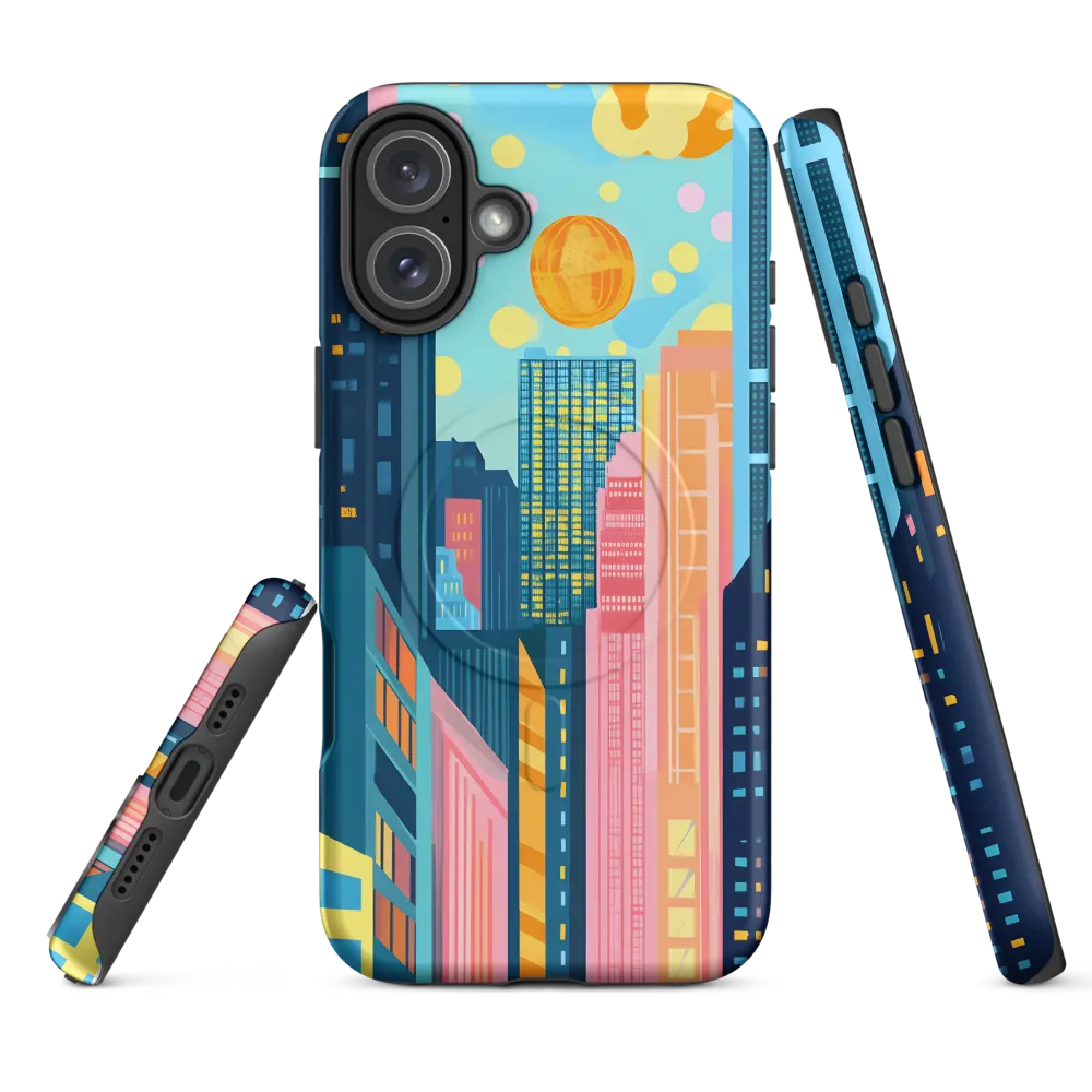 Cyan Skyline with Golden Orb