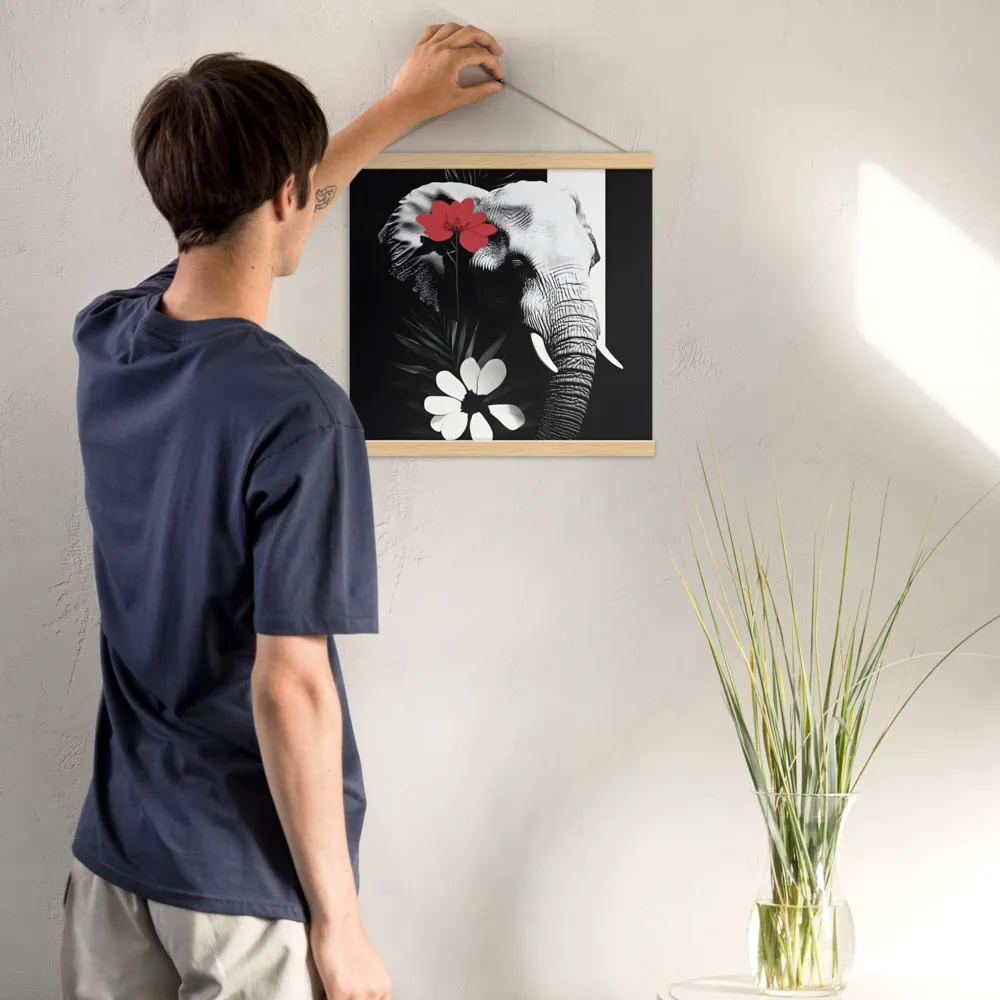 Elephant Harmony | Poster With Oak Wood Hanger | 16″×16″