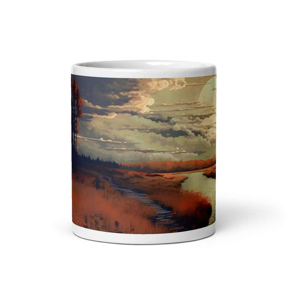 Whispers of Dusk: A Tranquil River Landscape | Mugs | Multiple Sizes & Colors