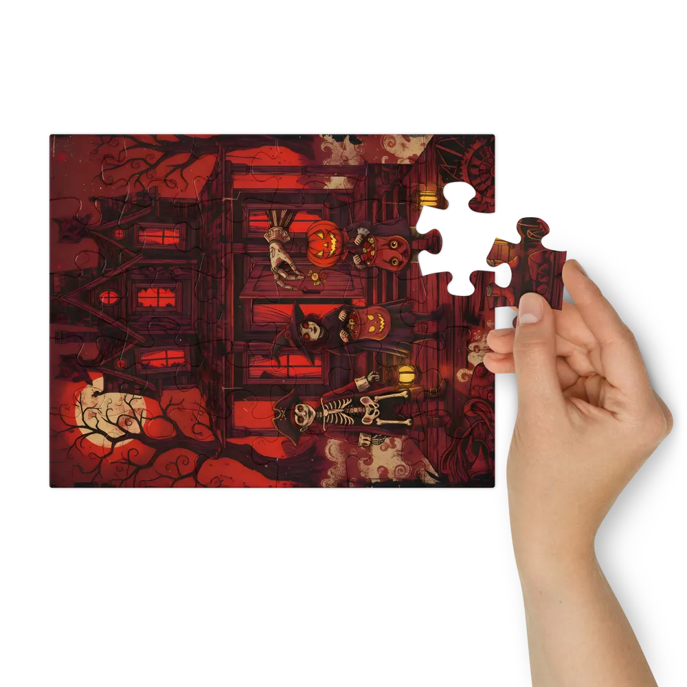 Haunted Trick-or-Treat 
 Jigsaw Puzzle in Tin Box