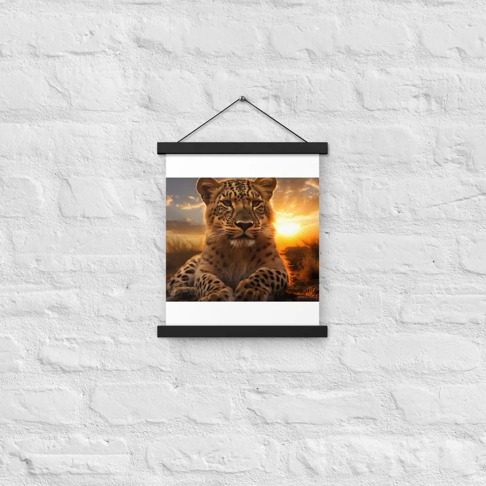 Regal Presence: The Leopard at Sunset | Poster With Black Wood Hanger | 11″×14″