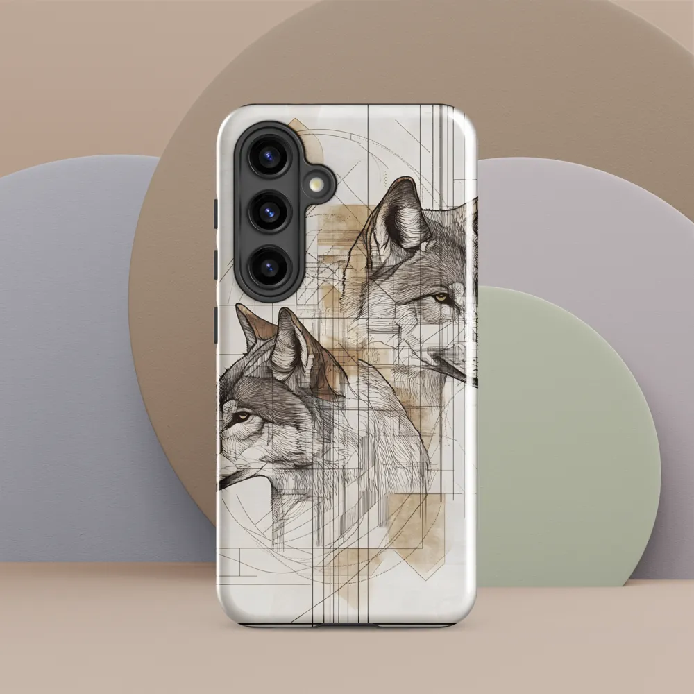 Geometric Harmony: The Essence of Wolves | Phone Case |  S24 | Tough Case | Glossy