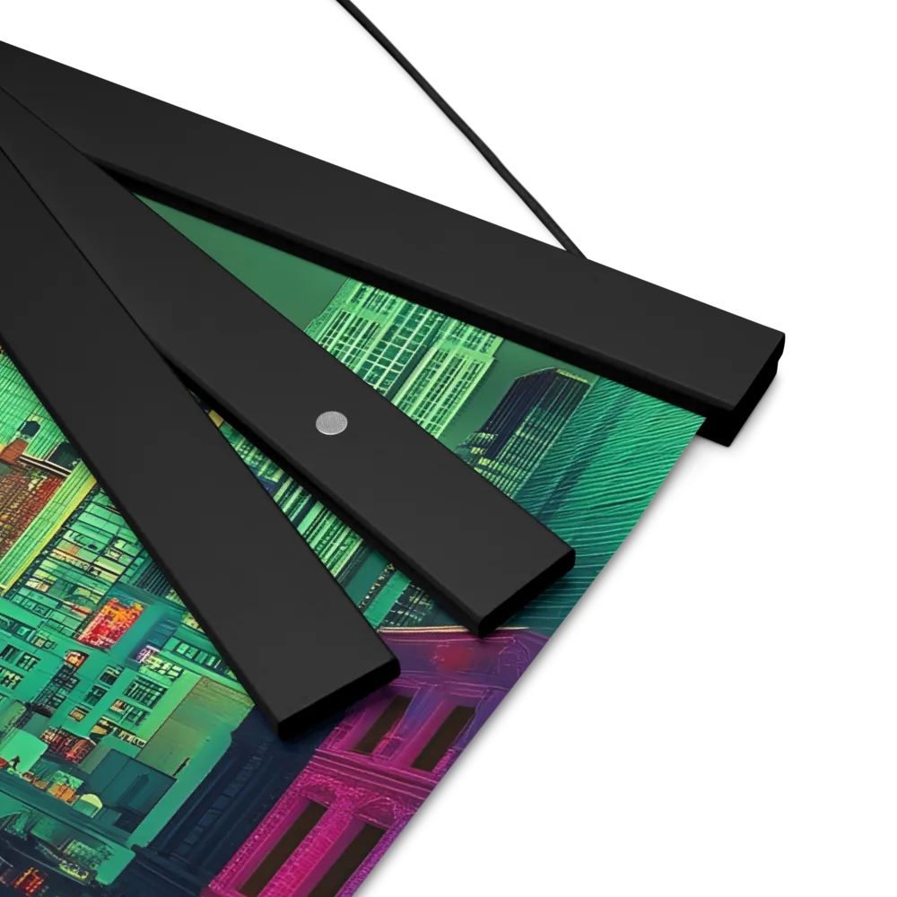 Urban Surrealism: Neon Dreams | Poster With Black Wood Hanger | 12″×12″