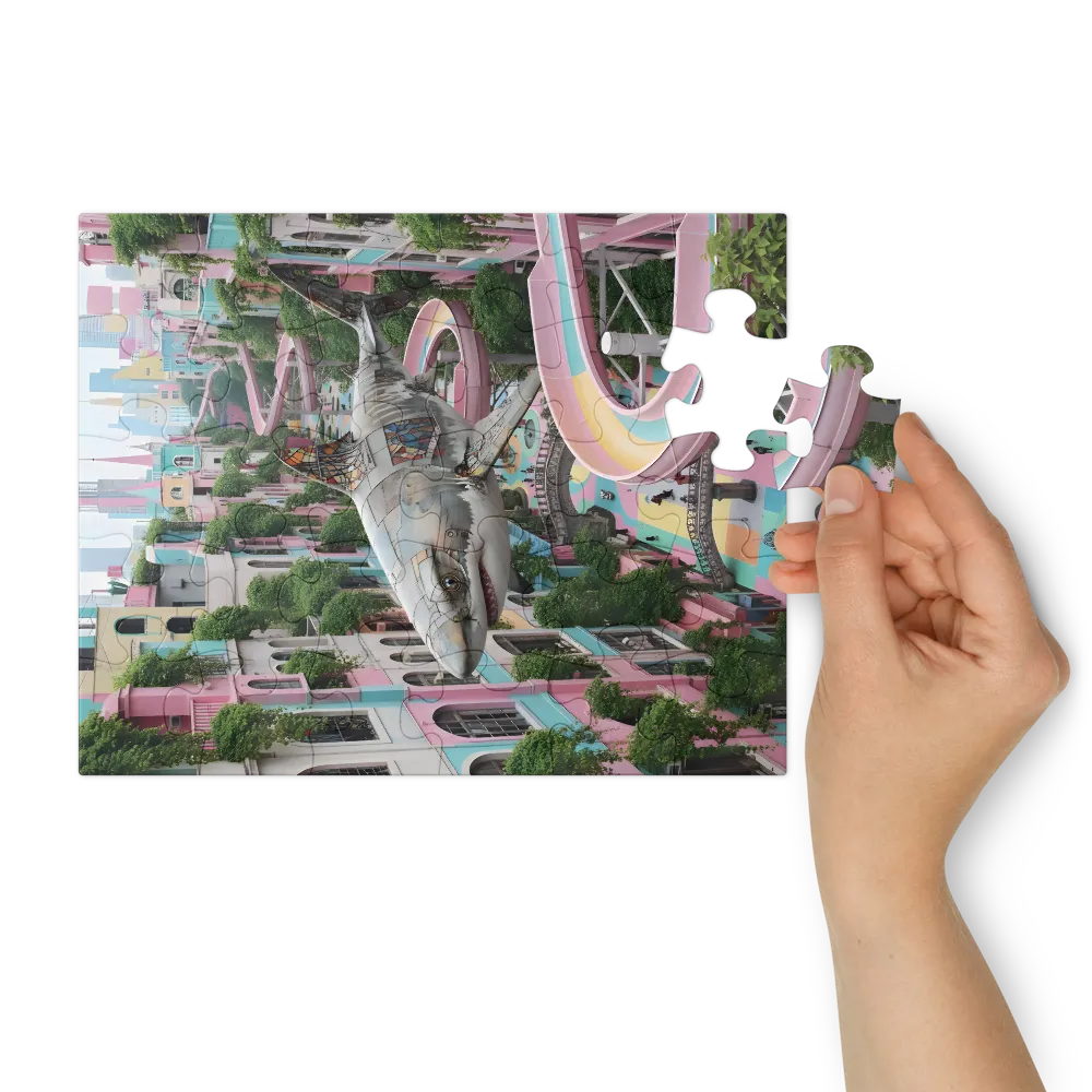 Pastel City Shark 
 Jigsaw Puzzle in Tin Box