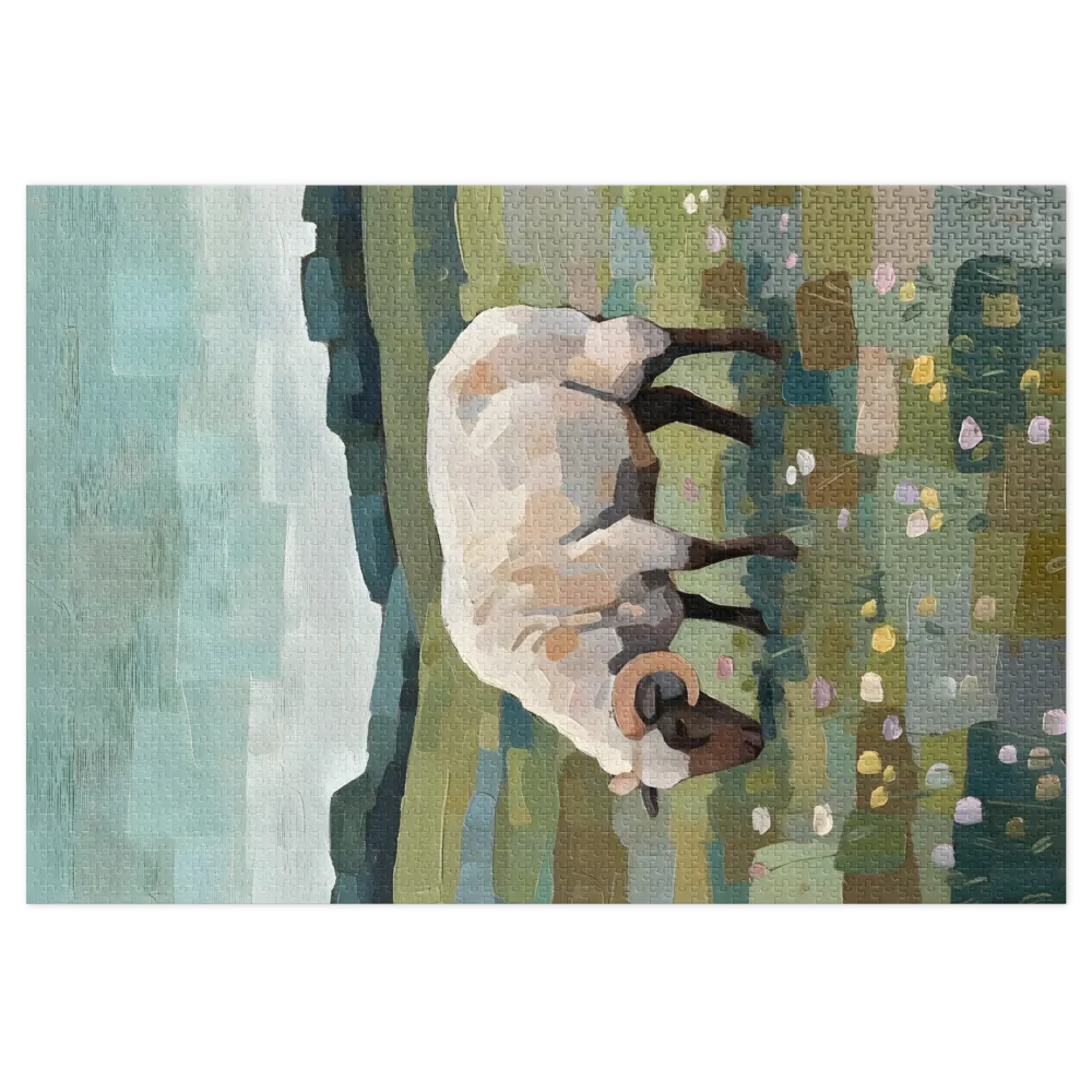 Grazing Ram Landscape 
 Jigsaw Puzzle in Tin Box