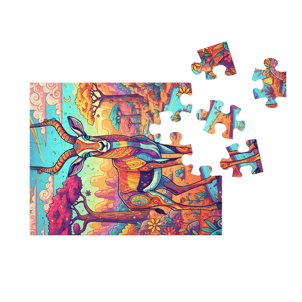 Psychedelic Antelope 
 Jigsaw Puzzle in Tin Box