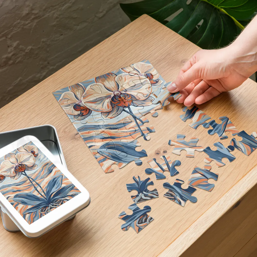 Orchid Study 
 Jigsaw Puzzle in Tin Box