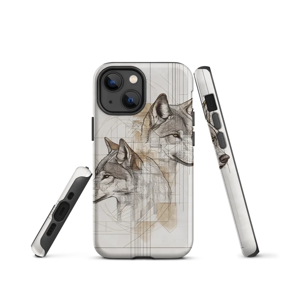 Geometric Harmony: The Essence of Wolves | Phone Case |  13 mini | Tough Case | Matte